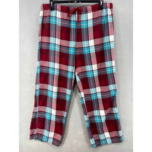 Life is Good Pajama Pants Mens XL Sleepwear Red Blue Plaid Lounge Bottoms - Picture 1 of 10
